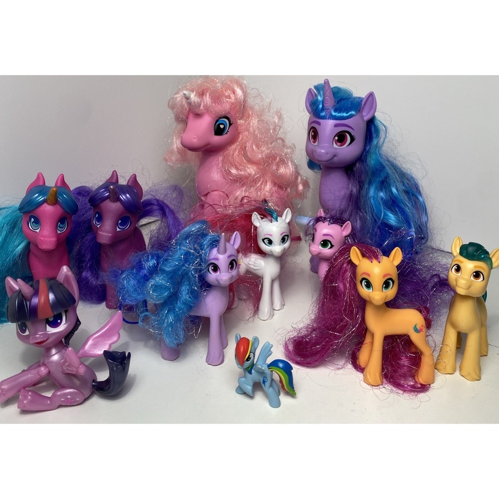 My Little Pony Figure Lot Twilight Sparkle Rainbow Dash Izzy Moonbow Hasbro Toy